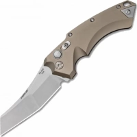 Автоматический складной нож Hogue Wharncliffe EX-A05, клинок Stonewash, сталь 154CM, рукоять пустынный алюминий купить в Череповце