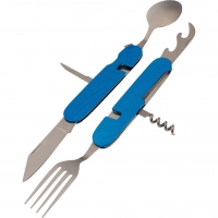 Многофункциональный походный нож (ложка,вилка,нож) 6-в-1, синий купить в Череповце