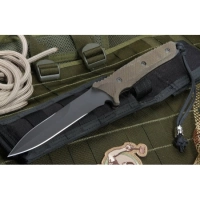 Нож с фиксированным клинком Spartan Breed Fighter (Black SpartaCoat/Green Micarta/Black Molle Sheath) 13.97 см. купить в Череповце