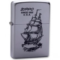 Зажигалка ZIPPO Boat-Zippo Satin Chrome, латунь с ник.-хром. покрыт., сереб., матовая, 36х56х12мм купить в Череповце