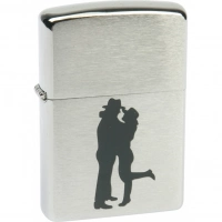 Зажигалка ZIPPO Cowboy Couple Brushed Chrome, латунь, ник.-хром. покр., серебр., матов., 36х56х12 мм купить в Череповце